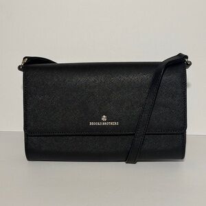 👜 NWOT Leather Purse : Brooks Brothers Black Crossbody Shoulder Bag Saffiano